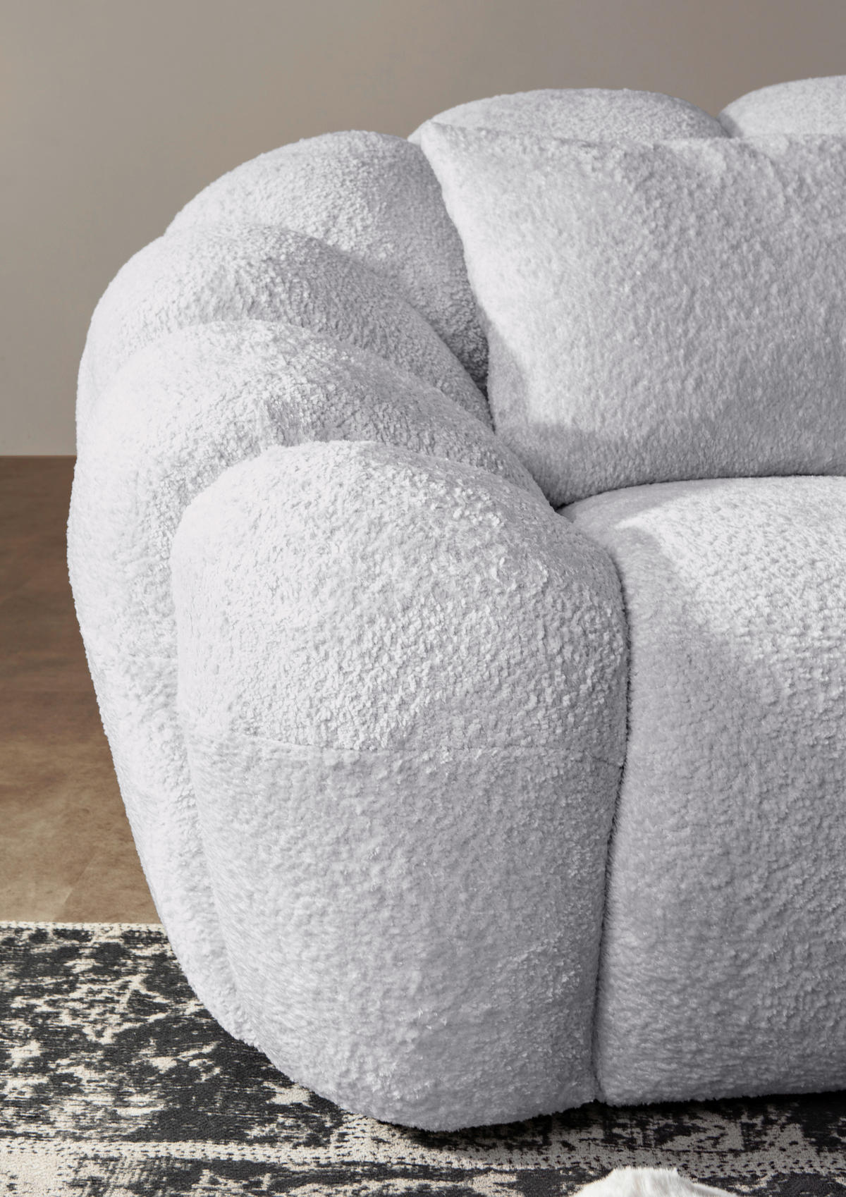 BIGSOFA in Chenille Hellgrau  - Hellgrau/Schwarz, KONVENTIONELL, Kunststoff/Textil (248/78/112cm) - Carryhome