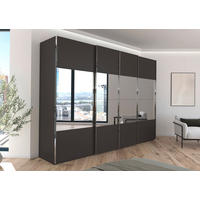 SCHWEBETÜRENSCHRANK 316/235/68 cm 4-türig Graphitfarben  - Chromfarben/Graphitfarben, Design, Glas/Holzwerkstoff (316/235/68cm) - Novel