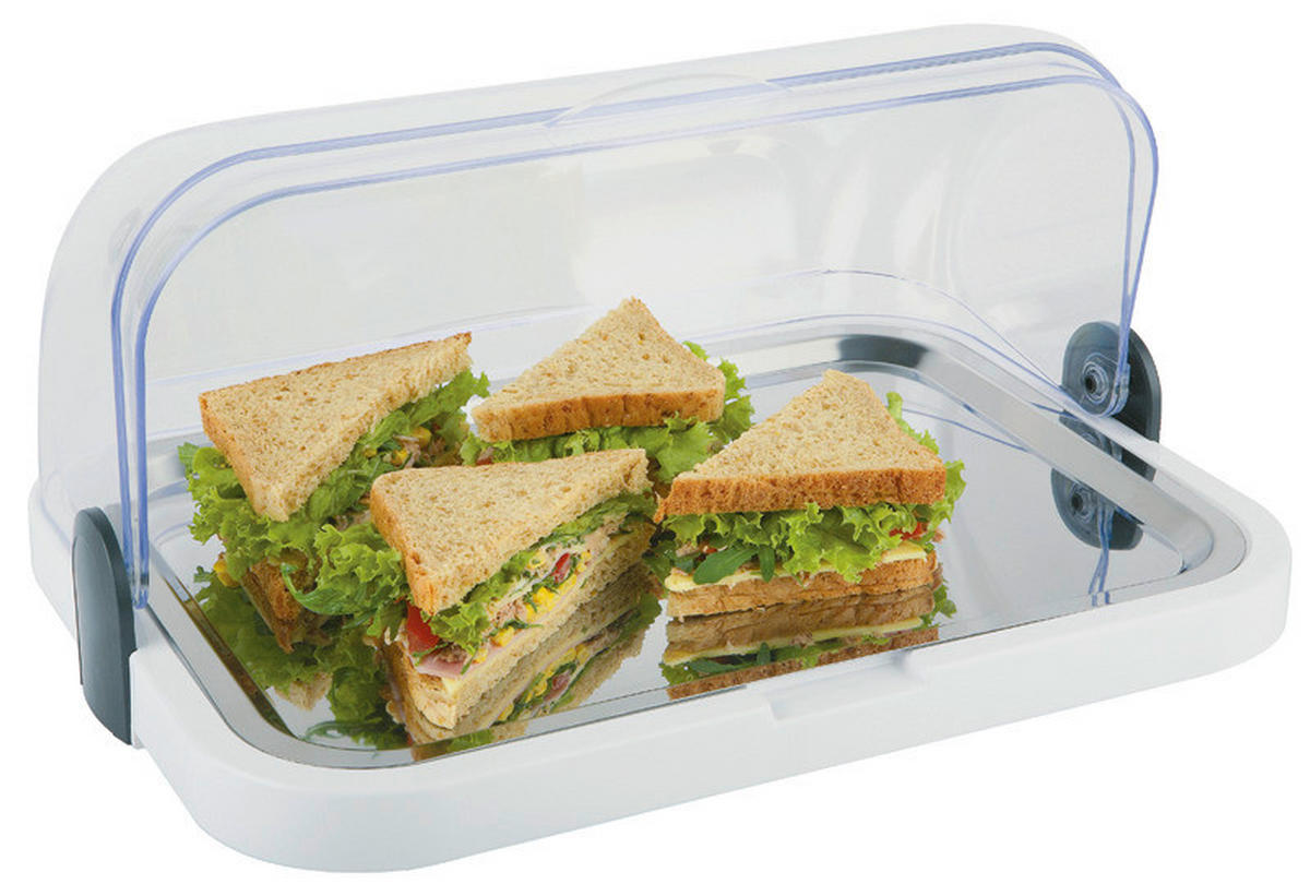 SERVIERPLATTE  - Blau/Edelstahlfarben, Basics, Kunststoff/Metall (44/32/20,5cm)