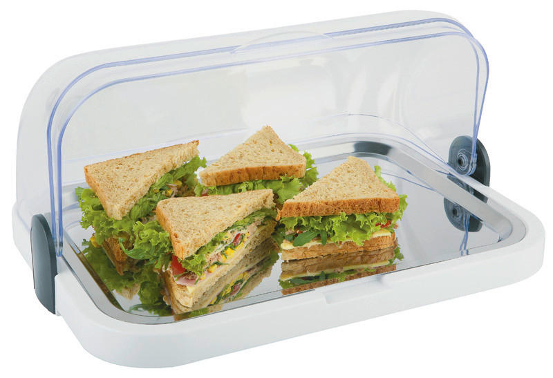 Thumbnail - Servierplatte, Anthrazit, Blau, Weiß, Edelstahl, Transparent, Metall, Kunststoff, rechteckig, 32x20.5x44 cm, Tischkultur...