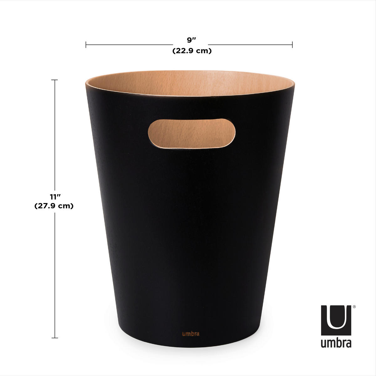 KANTA ZA PAPIR  7,5 l   - prirodna boja/crna, Osnovno, drvo (23/28/23cm) - Umbra