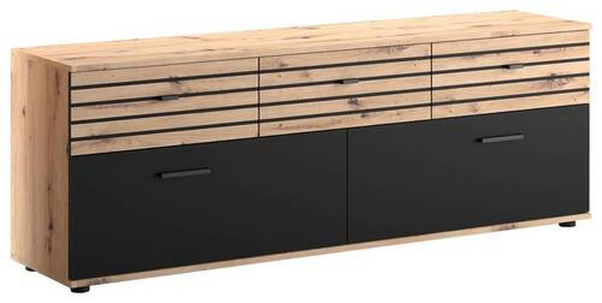 LOWBOARD  in 168/59,9/38 cm  - Schwarz/Eiche Artisan, KONVENTIONELL, Holzwerkstoff/Kunststoff (168/59,9/38cm) - Carryhome