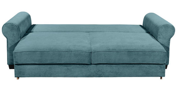 SCHLAFSOFA  mit Stoffauswahl, Liegefunktion, Rücken echt Cord Azurblau  - Azurblau/Schwarz, KONVENTIONELL, Kunststoff/Textil (247/95/125cm) - Hom`in