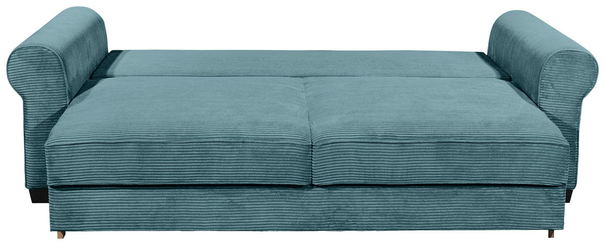 SCHLAFSOFA Cord Azurblau  - Azurblau/Schwarz, KONVENTIONELL, Kunststoff/Textil (247/95/125cm) - Hom`in