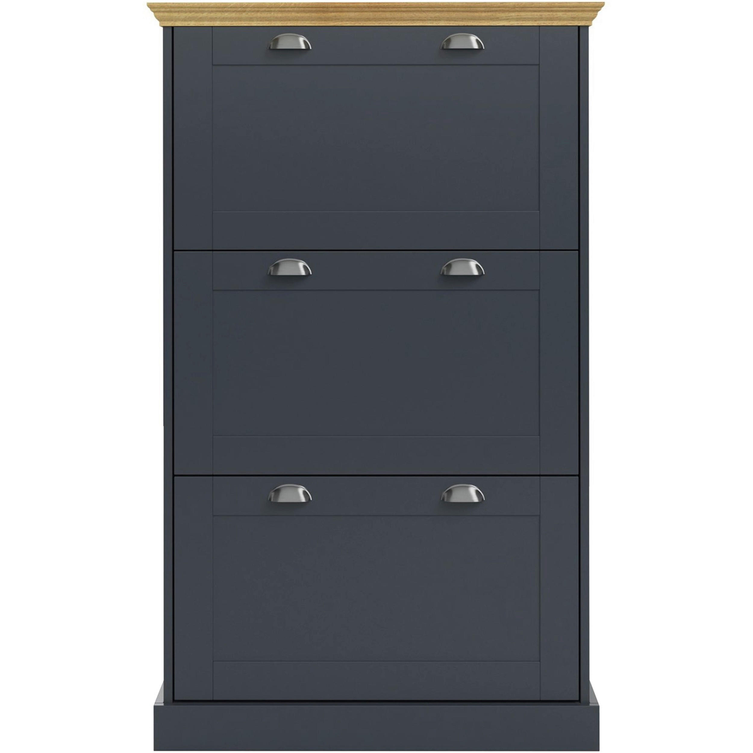 SCHUHSCHRANK Anthrazit, Eichefarben  - Eichefarben/Anthrazit, Design, Holzwerkstoff/Metall (80/132/30cm) - Livetastic