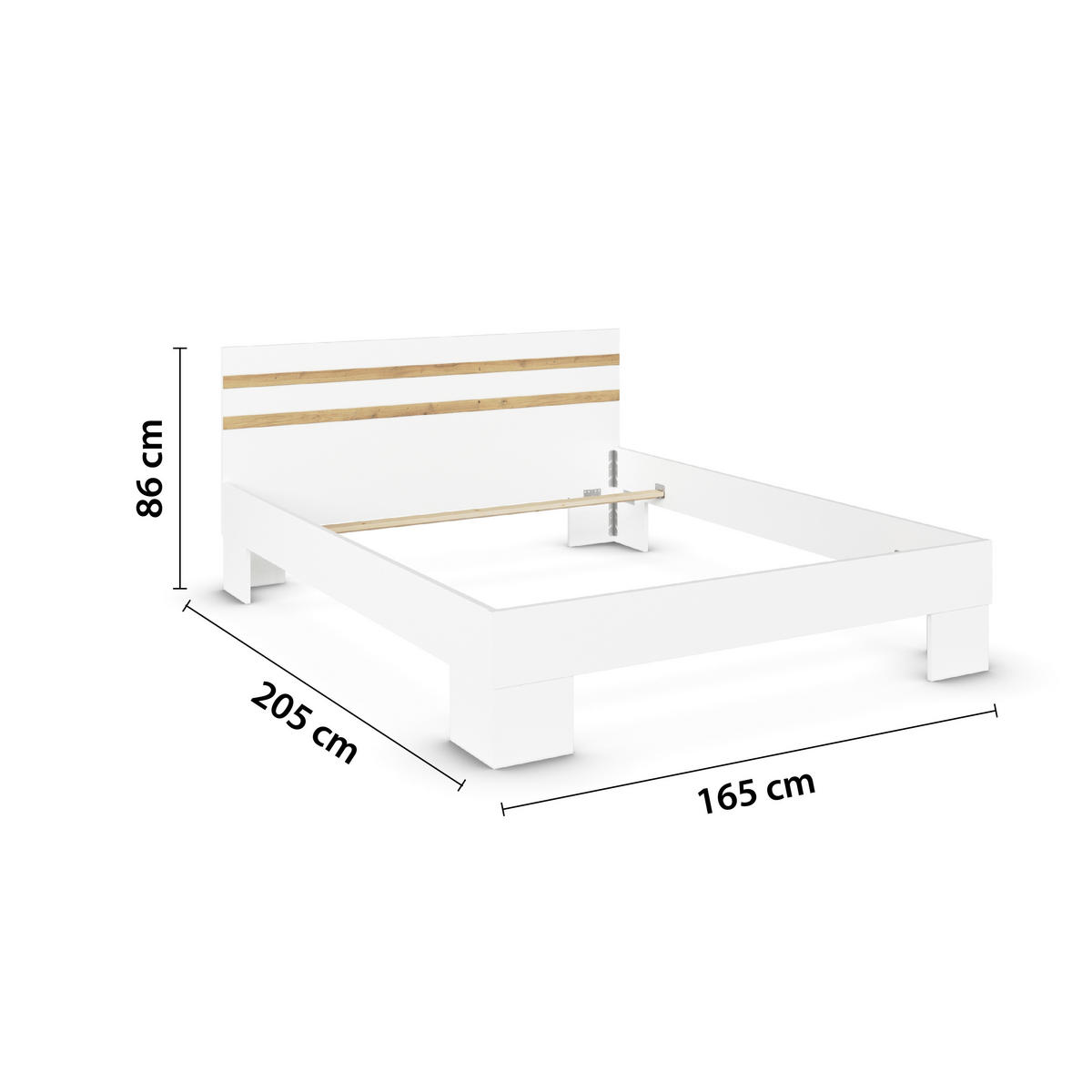 BETT 160/200 cm  in Weiß, Eiche Artisan  - Weiß/Eiche Artisan, KONVENTIONELL (160/200cm)