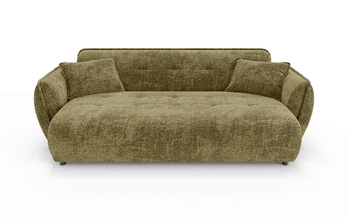 VIERSITZER-SOFA Nelia Chenille Grün  - Schwarz/Braun, Design, Kunststoff/Textil (250/81/114cm) - P & B