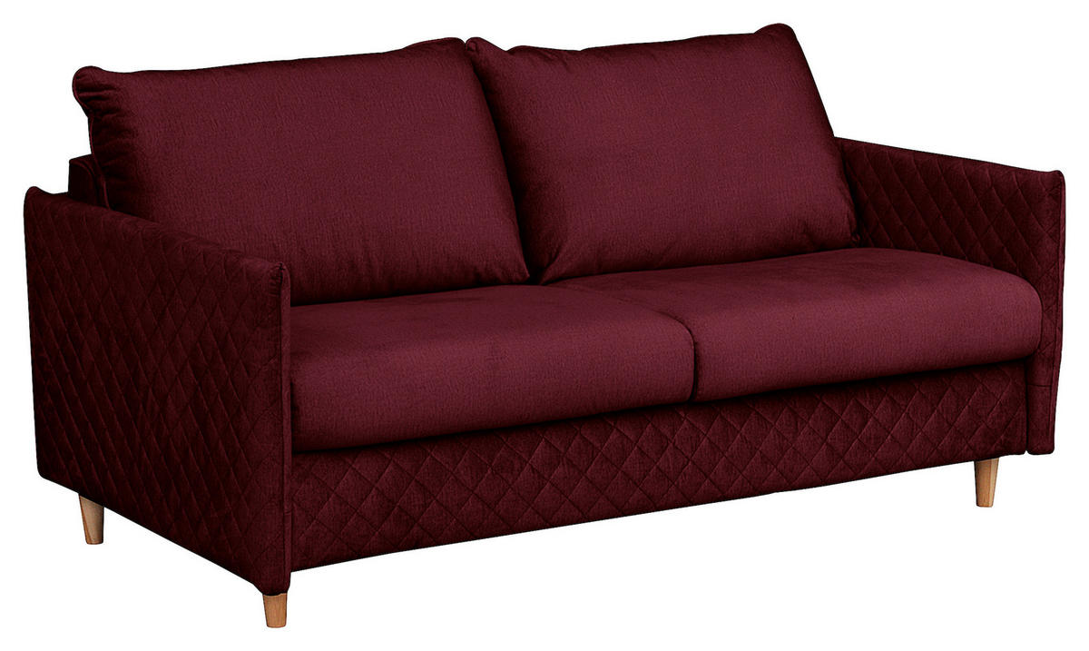 SCHLAFSOFA in Samt Bordeaux  - Bordeaux/Naturfarben, Design, Holz/Textil (175/95/103cm) - Livetastic
