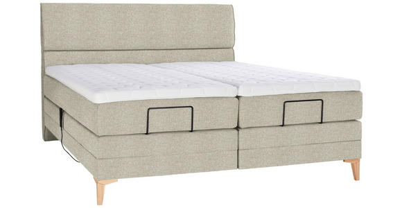 BOXSPRINGBETT 180/200 cm in Beige - Eichefarben/Beige, KONVENTIONELL, Holz/Textil (180/200cm) - Voleo