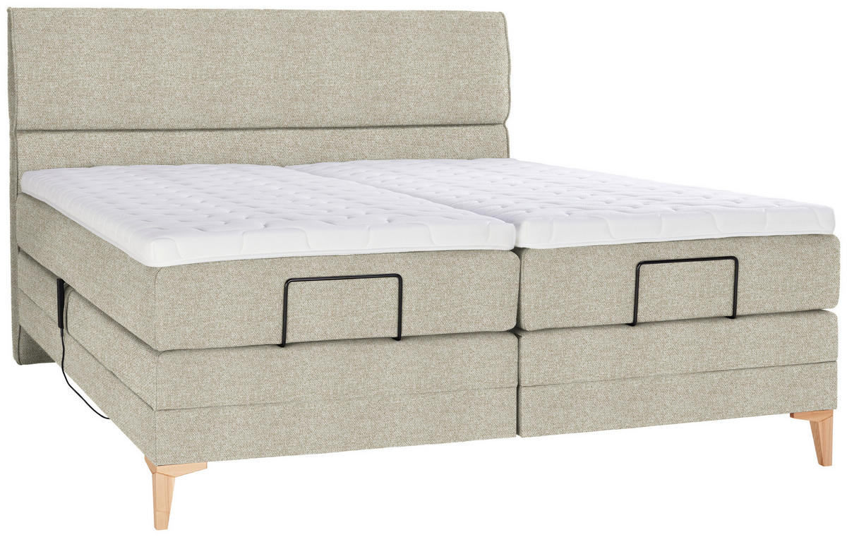 BOXSPRINGBETT 200/200 cm  in Beige  - Eichefarben/Beige, KONVENTIONELL, Holz/Textil (200/200cm) - Voleo