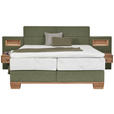 BOXSPRINGBETT 160/200 cm  in Grün, Eichefarben  - Eichefarben/Grün, Natur, Holz/Textil (160/200cm) - Valnatura