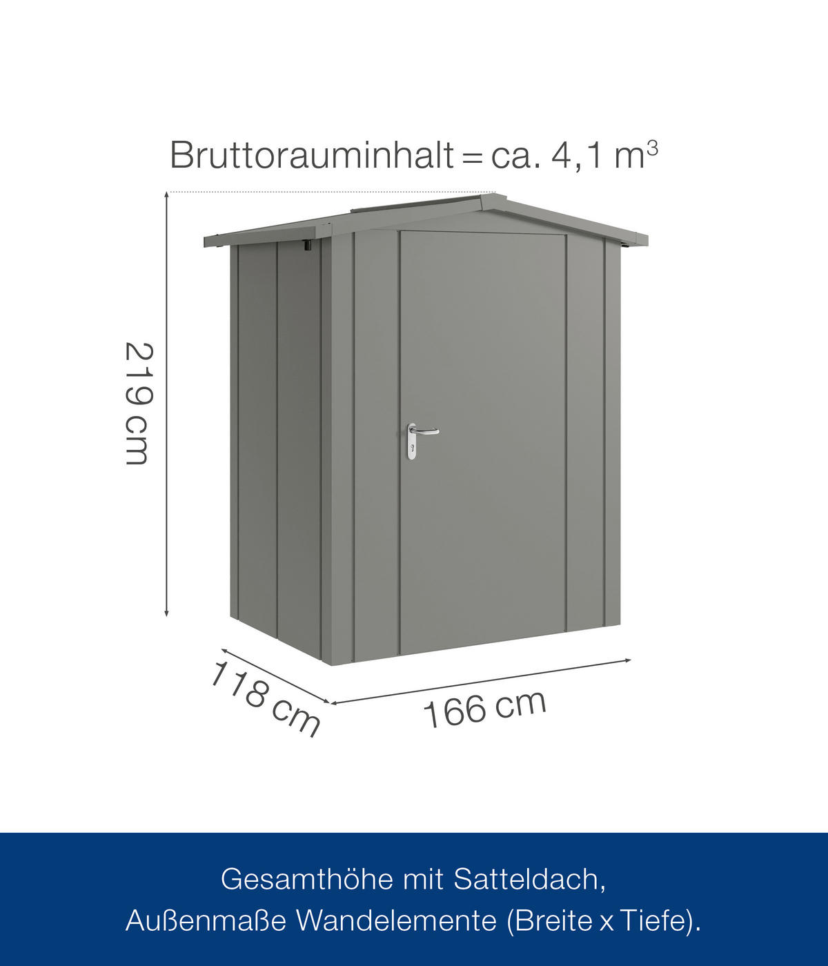 GERÄTEHAUS 189/219/133 cm  - Alufarben, Basics, Metall (189/219/133cm)