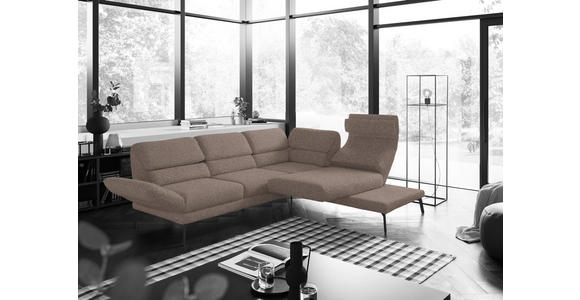 ECKSOFA in Flachgewebe Taupe  - Taupe/Schwarz, Design, Textil/Metall (253/207cm) - Dieter Knoll