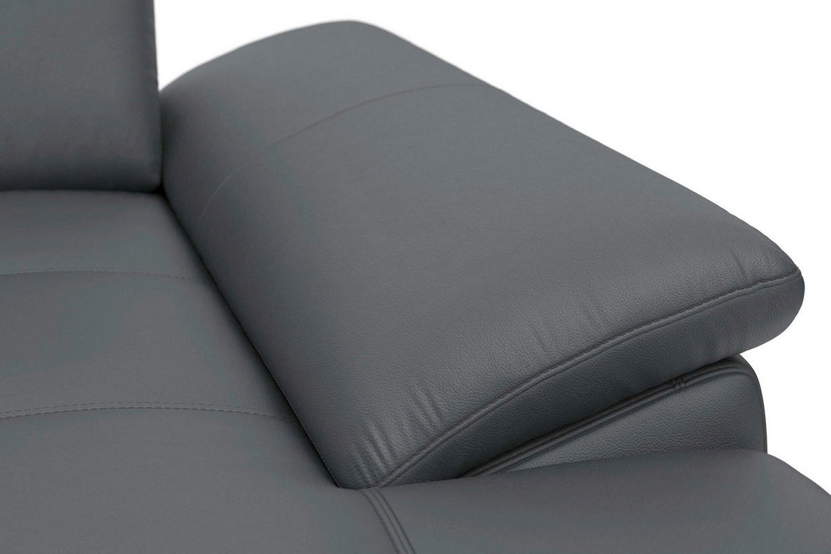 ECKSOFA COSTELLO E Schwarz Echtleder Nierenkissen, Armteilverstellung, Sitztiefenverstellung  - Schwarz, Basics, Leder/Textil (301/176cm) - Sit & More