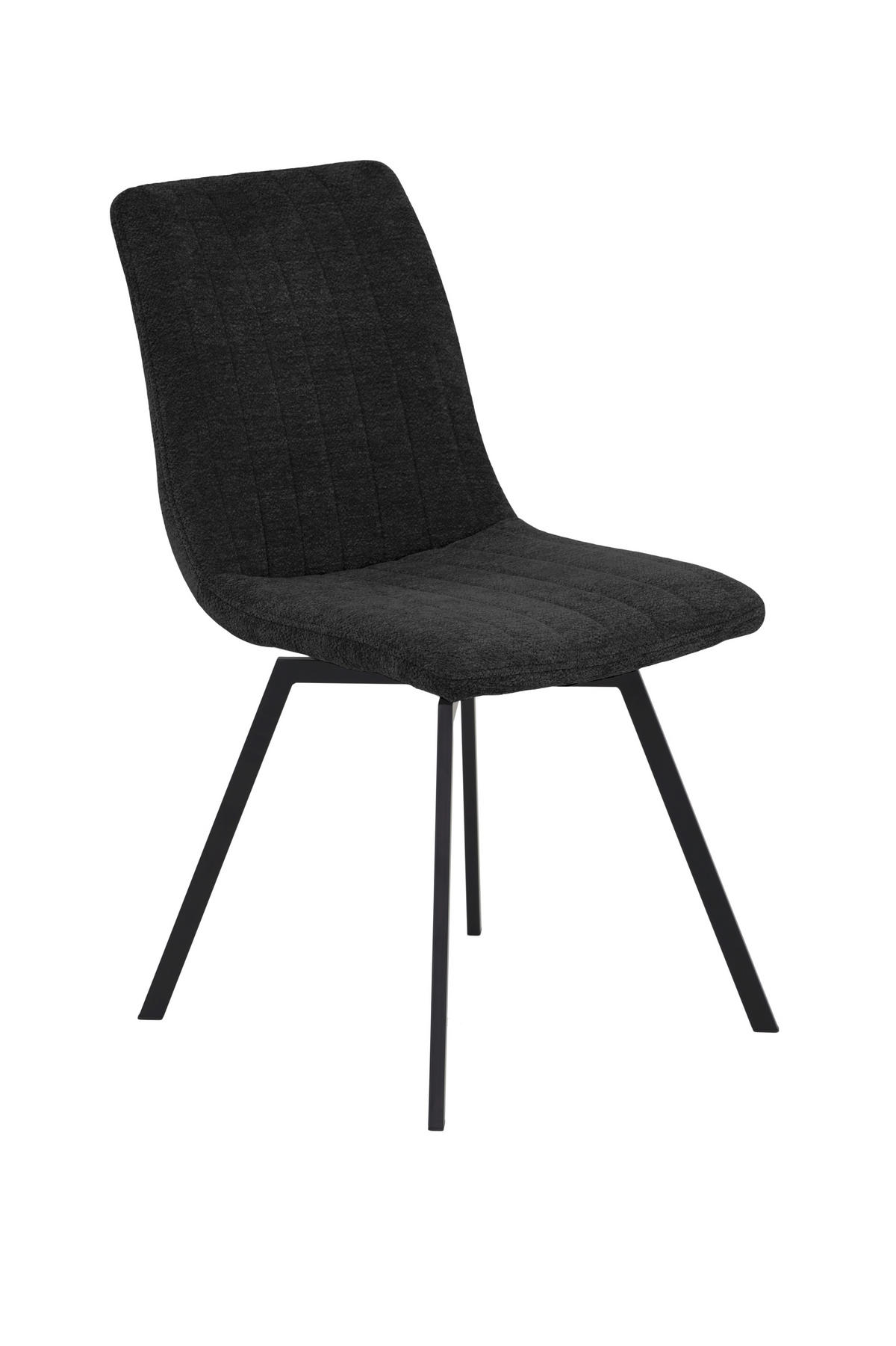 STUHL-SET 2 Stück  in Stahl Bouclé Metall, Textil  - Anthrazit/Schwarz, MODERN, Textil/Metall (45/85/64cm) - MID.YOU