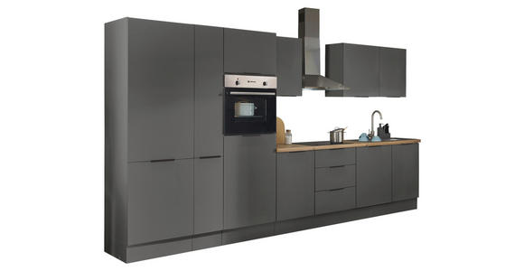 KÜCHENBLOCK   in Graphitfarben  - Schwarz/Graphitfarben, Basics, Holzwerkstoff/Metall (370/211/60cm) - Xora