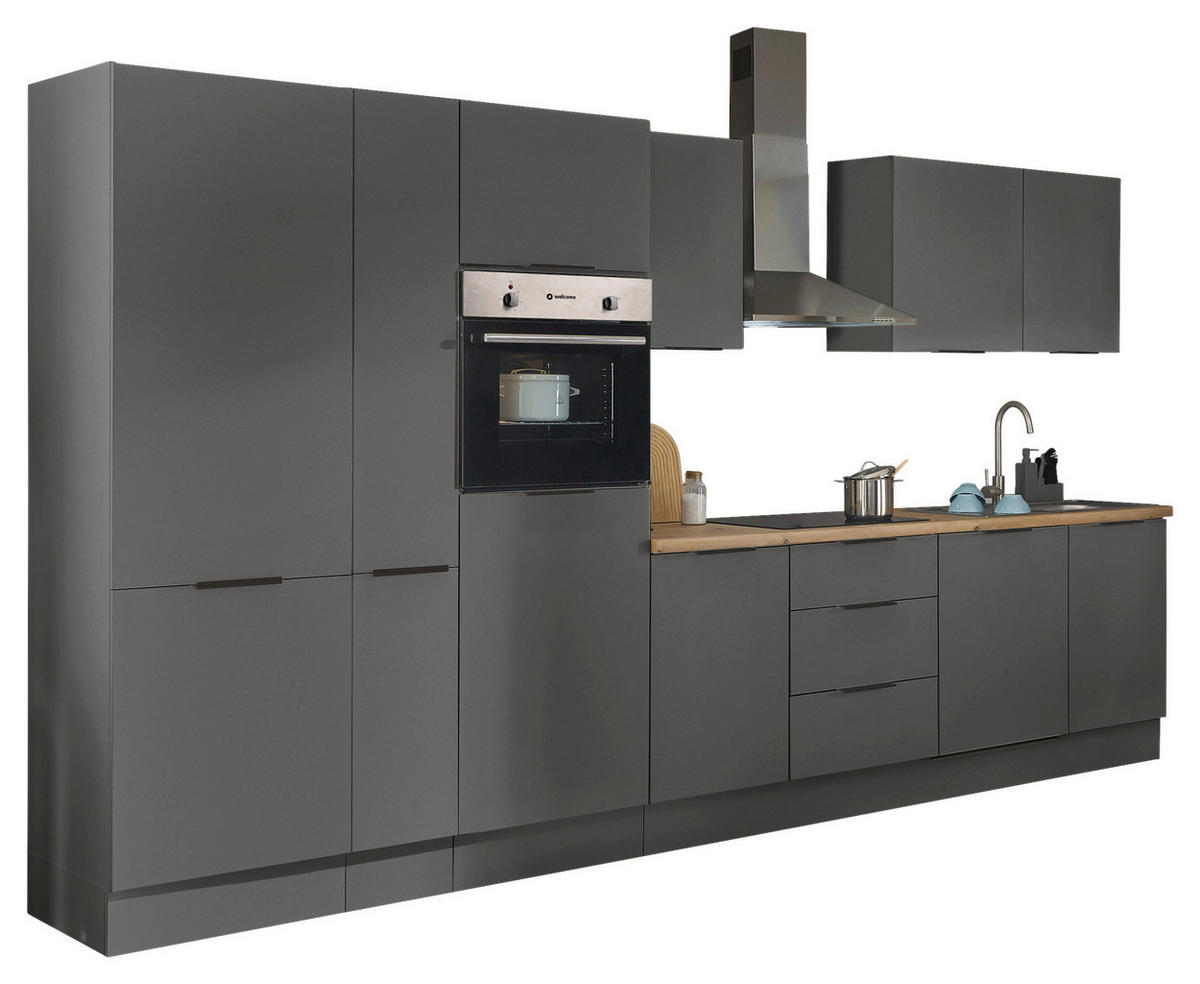 KÜCHENBLOCK   in Graphitfarben  - Schwarz/Graphitfarben, Basics, Holzwerkstoff/Metall (370/211/60cm) - Xora