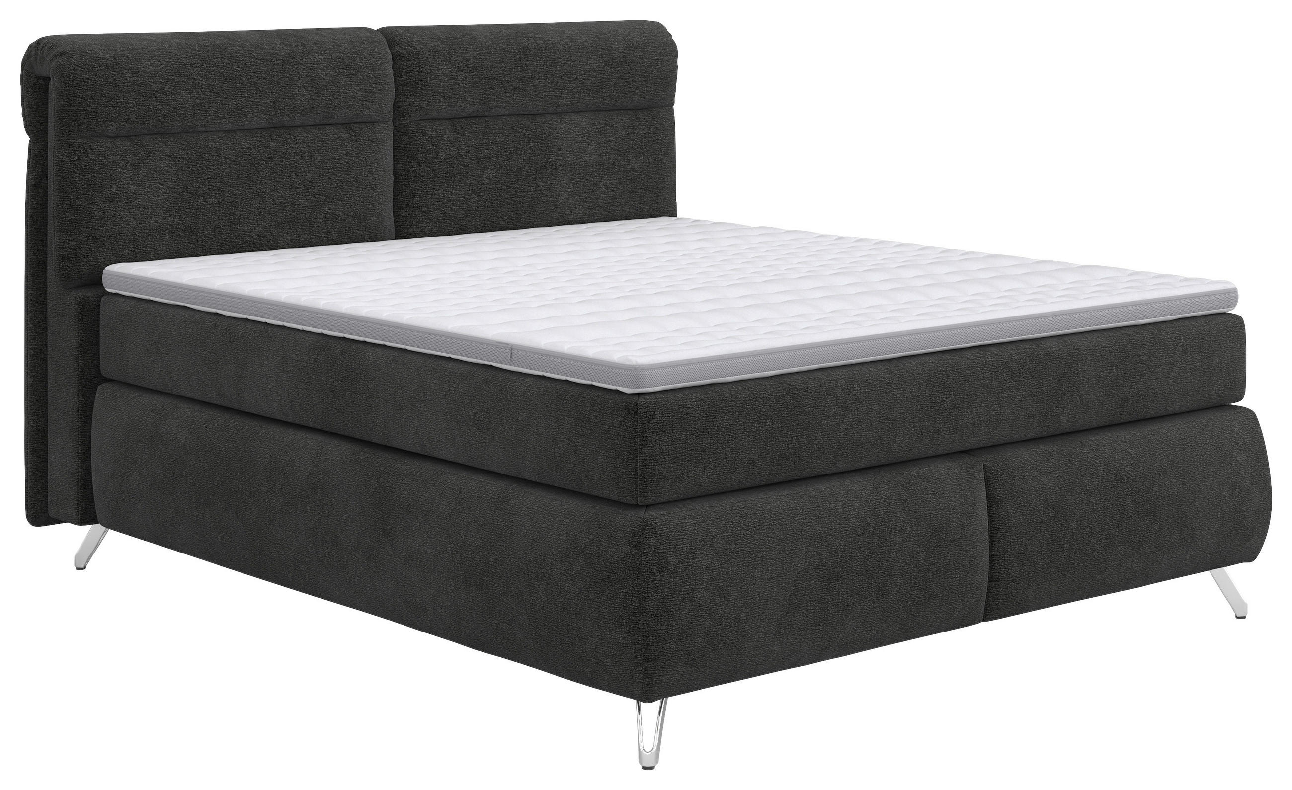 BOXSPRING-ÁGY 180/200 cm  antracit  - króm/antracit, Basics, faalapú anyag/textil (180/200cm) - Carryhome