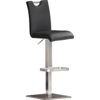 BARHOCKER in Metall, Leder Schwarz, Edelstahlfarben  - Edelstahlfarben/Schwarz, Design, Leder/Metall (42/90/50cm) - Livetastic