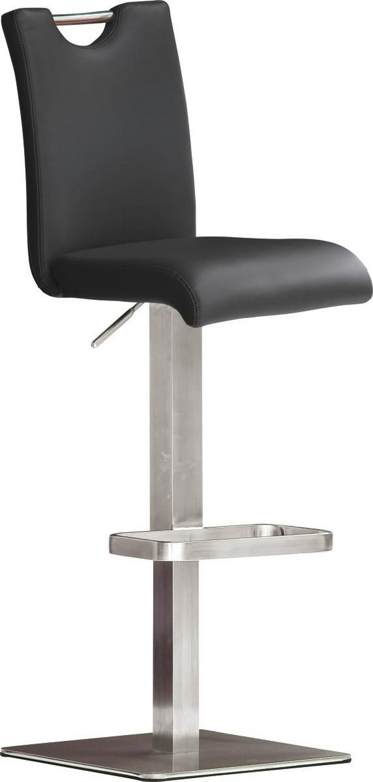BARHOCKER in Metall, Leder Schwarz, Edelstahlfarben  - Edelstahlfarben/Schwarz, Design, Leder/Metall (42/90/50cm) - Livetastic