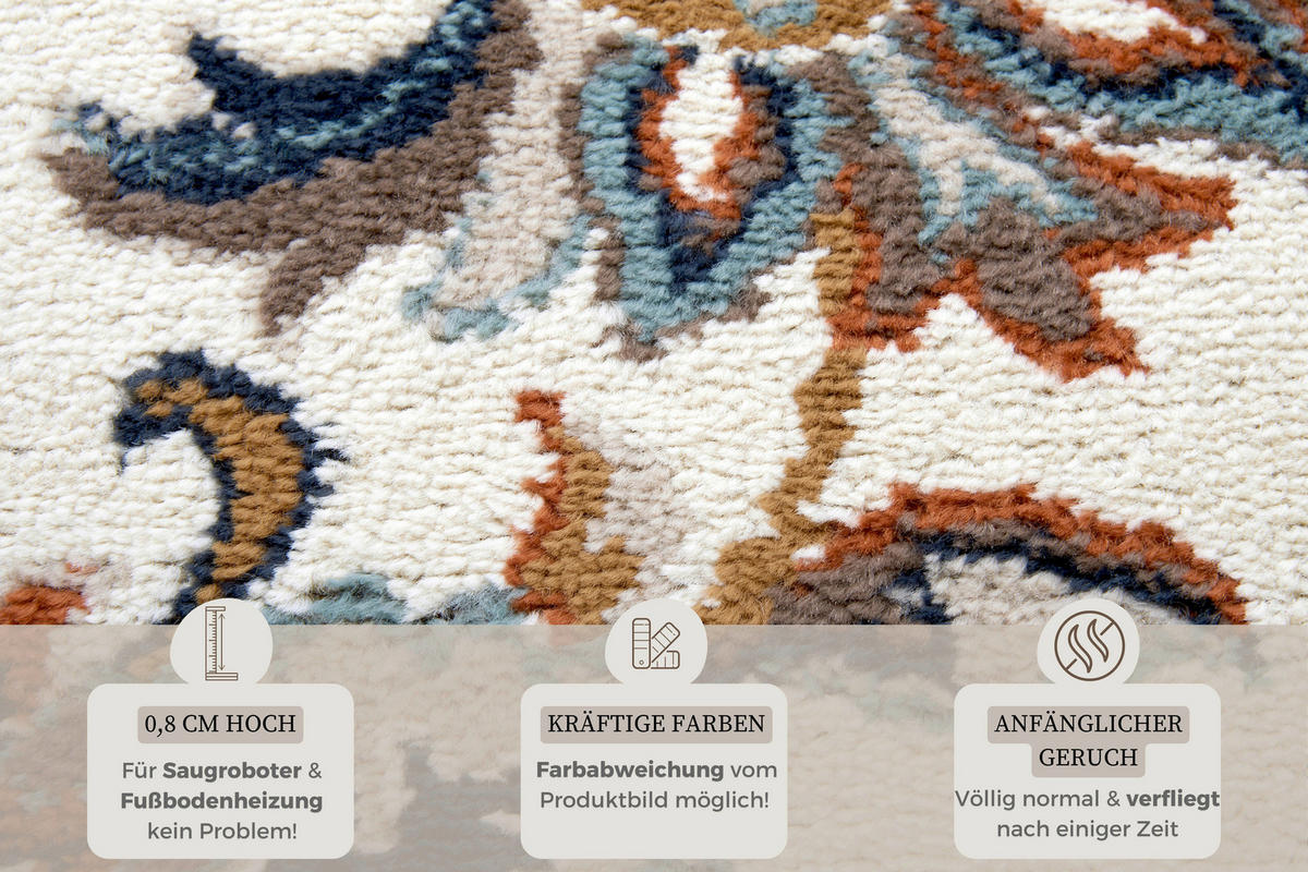 FLACHWEBETEPPICH 57/90 cm Luxor Creme, Multicolor  - Multicolor/Creme, Design, Kunststoff/Textil (57/90cm)