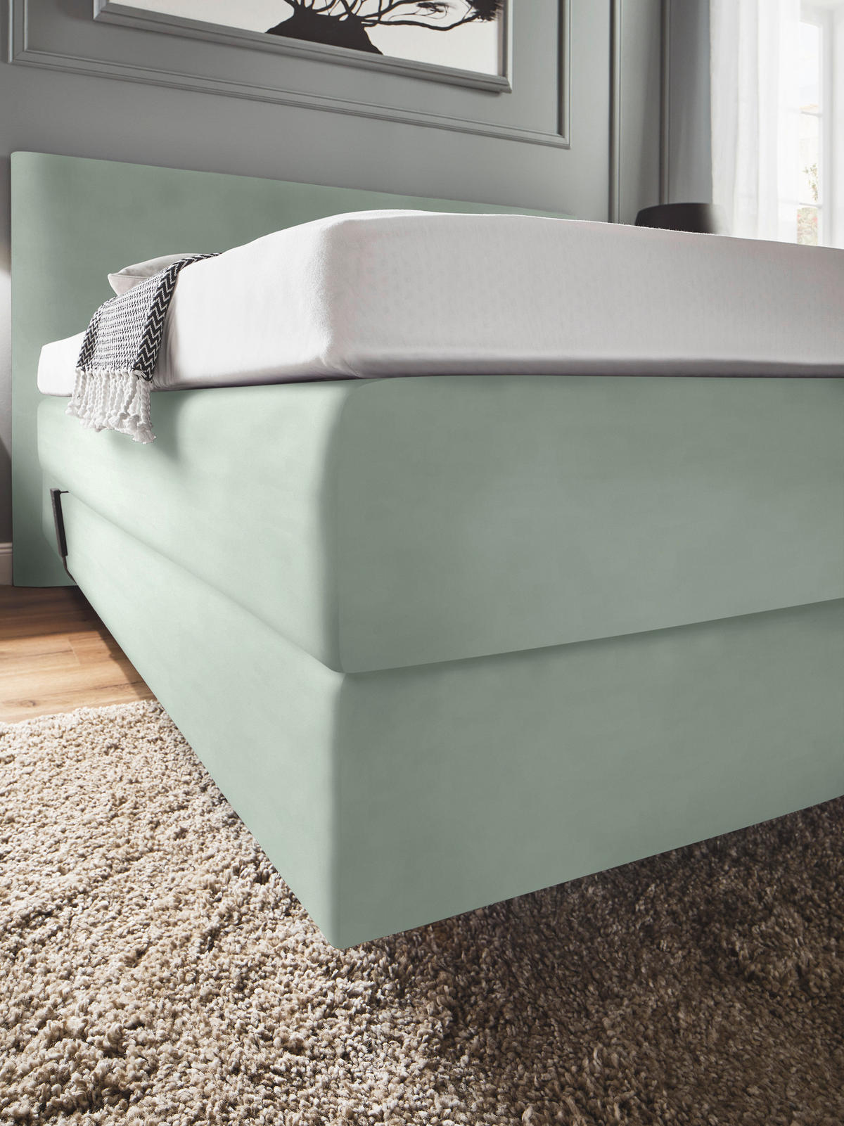 BOXSPRINGBETT 160/200 cm  in Jadegrün  - Jadegrün, Konventionell, Holz/Textil (160/200cm) - Dieter Knoll