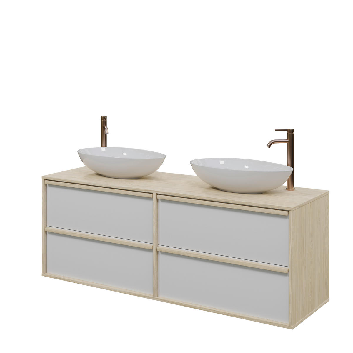WASCHTISCHKOMBI 165,1 cm  - Eichefarben/Weiß, MODERN, Holz/Keramik (165,1cm) - Celina Home