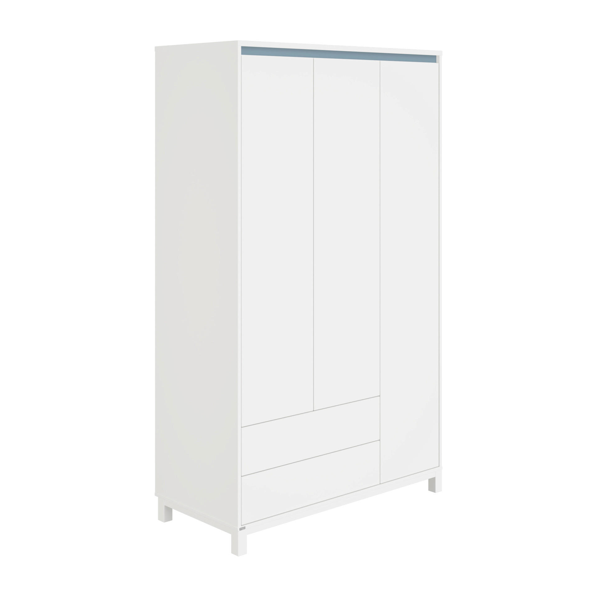 BABYKLEIDERSCHRANK Olli Blau, Weiß  - Blau/Weiß, Basics, Holzwerkstoff (123,5/204,0/56,1cm) - Paidi