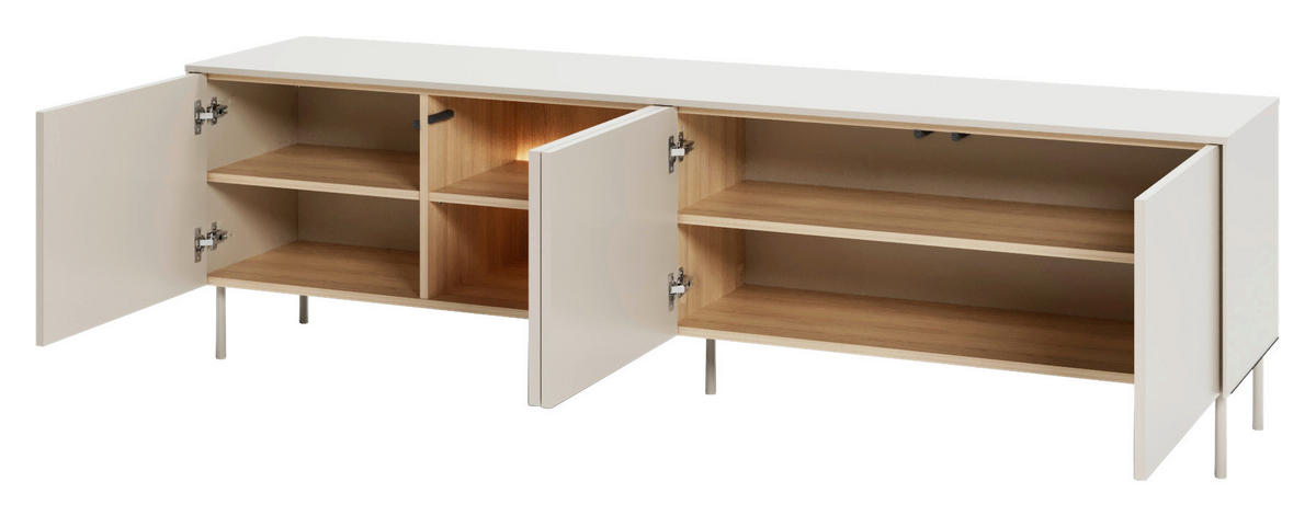 TV-ELEMENT Eichefarben, Kaschmir  195/57/41 cm  - Kaschmir/Eichefarben, Modern, Glas/Holzwerkstoff (195/57/41cm) - Carryhome