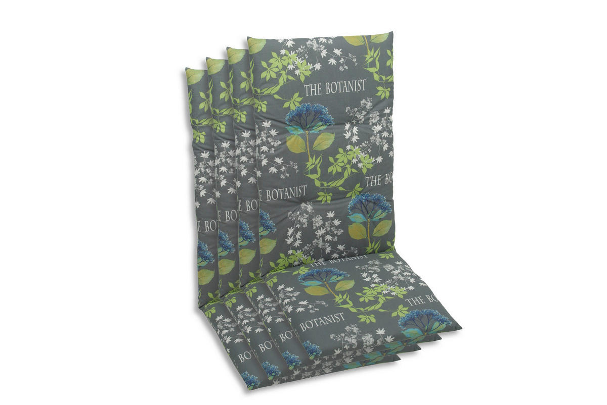 SESSELAUFLAGENSET Blume  - Blau/Grau, Basics, Textil (48/5/118cm)