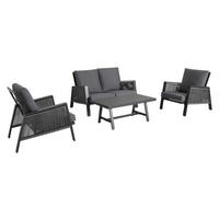 LOUNGEGARNITUR Aluminium  - Anthrazit/Grau, Design, Glas/Textil - Amatio