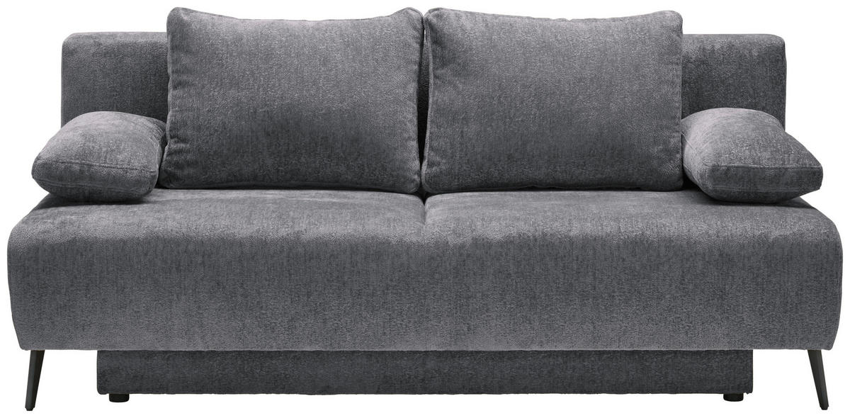 SCHLAFSOFA in Webstoff Grau  - Schwarz/Grau, Modern, Textil/Metall (200/90/100cm) - Ti'me