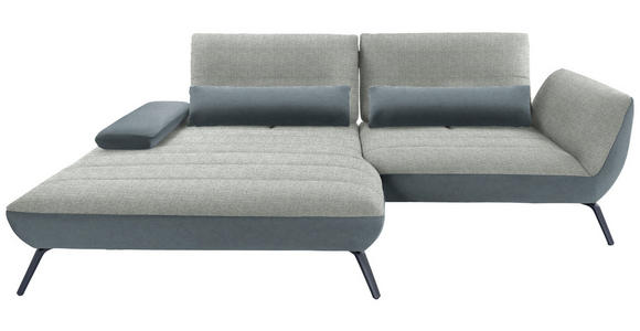 ECKSOFA in Webstoff Hellgrau  - Hellgrau/Schwarz, KONVENTIONELL, Textil/Metall (191/273cm) - Carryhome