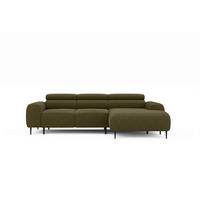 ECKSOFA Braun, Grün Struktur Rücken echt, Kopfteilverstellung, Sitztiefenverstellung  - Schwarz/Braun, MODERN, Textil/Metall (274/179cm) - Welnova