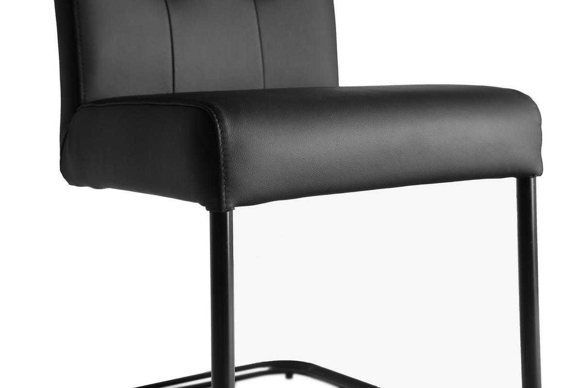 SCHWINGSTUHL    Echtleder  - Schwarz, Design, Leder/Metall (46/97/58cm) - Novel