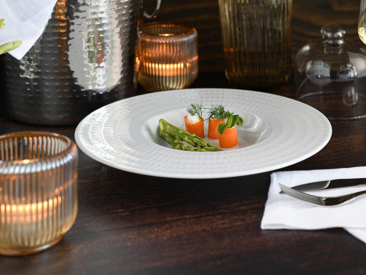 GOURMETTELLER Show Time Stripes Weiss 27/4 cm  - Weiss, Basics, Keramik (27/4cm) - Creatable