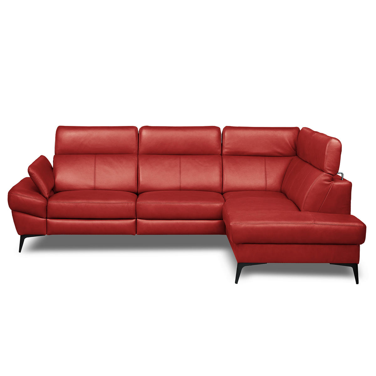 ECKSOFA Lederlook Echtleder Rot  - Rot/Schwarz, Design, Leder/Textil (264/211cm) - Livetastic