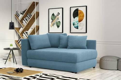 RÉCAMIERE Blau Flachgewebe  - Blau/Schwarz, Design, Kunststoff/Textil (171/71-88/93cm) - Cantus