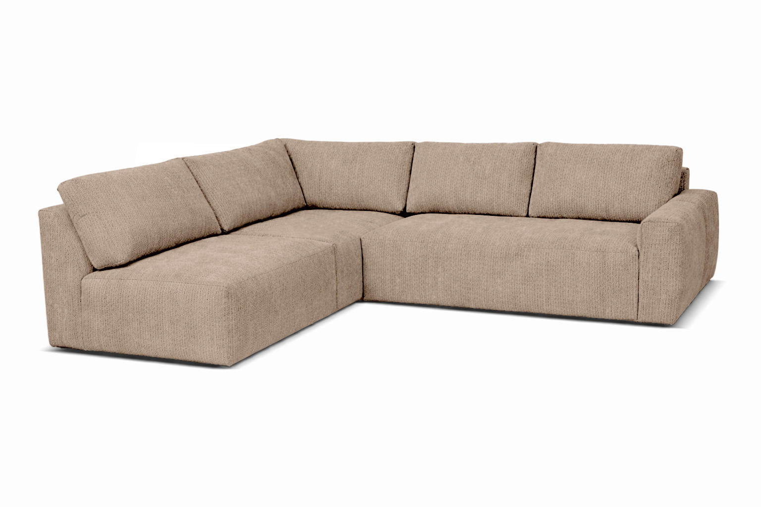 ECKSOFA MAZA Hellbraun Cord  - Hellbraun/Schwarz, Design, Textil (237/275cm) - Livetastic