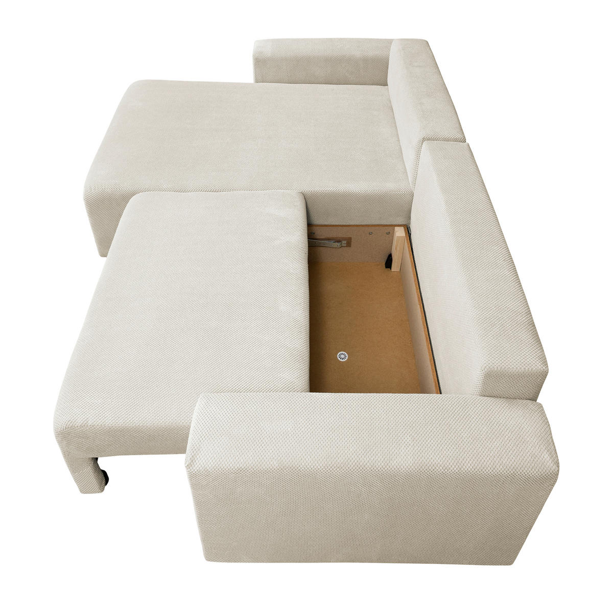 Colțar Extensibil, lemn, metal, plastic, textil, bej, 173/258 cm - bej/negru, Modern, plastic/lemn (173/258cm) - Carryhome