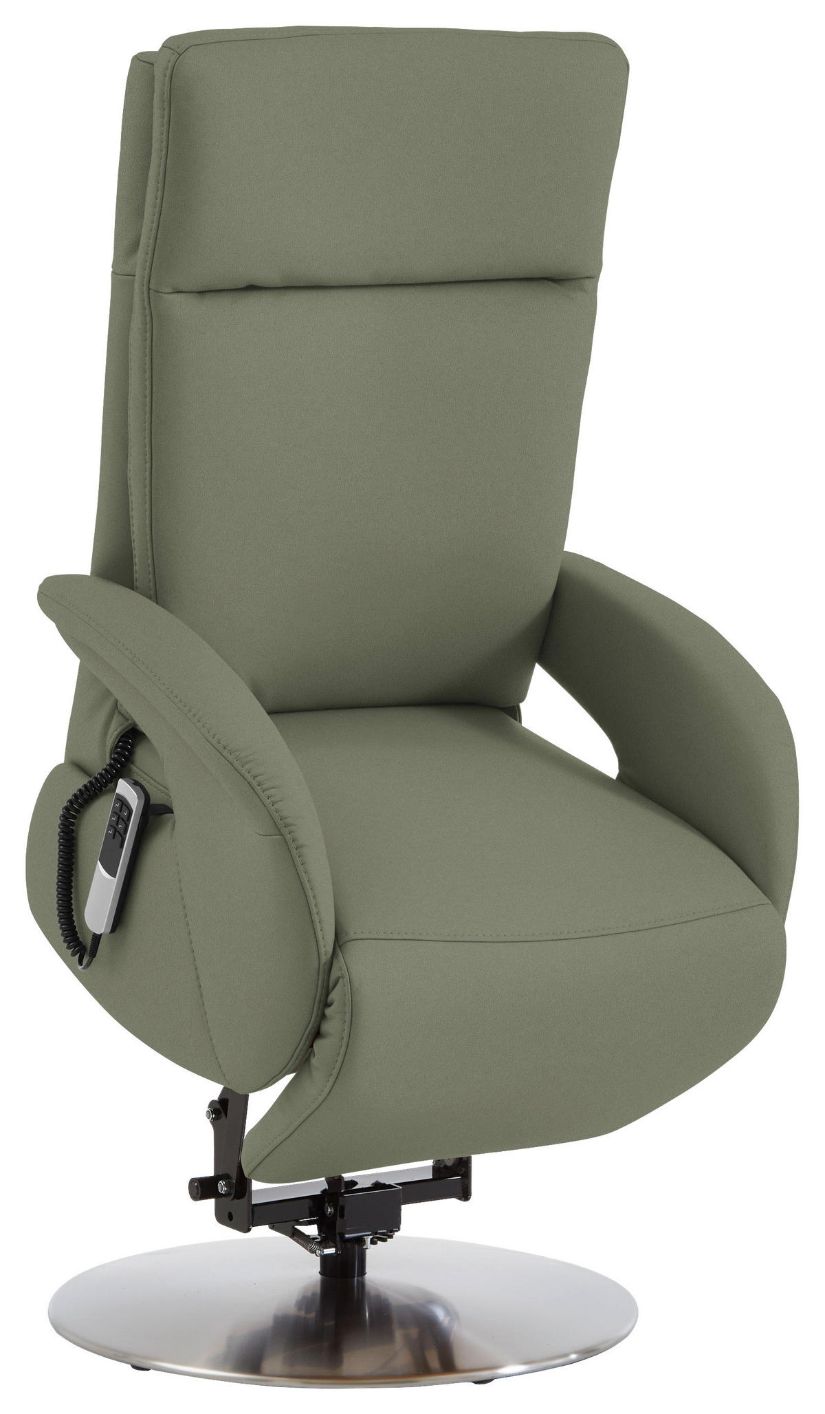 RELAXSESSEL in Leder Grün  - Edelstahlfarben/Grün, Design, Leder/Metall (70/108/80cm) - Cantus