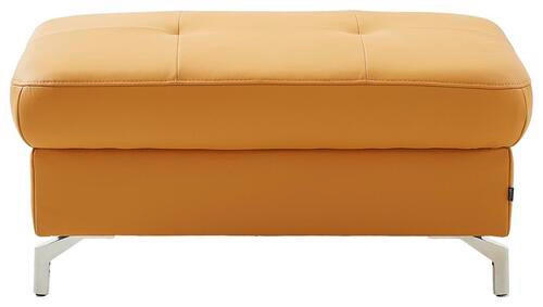 HOCKER Echtleder Currygelb  - Currygelb/Silberfarben, Design, Leder/Metall (95/48/74cm) - Novel