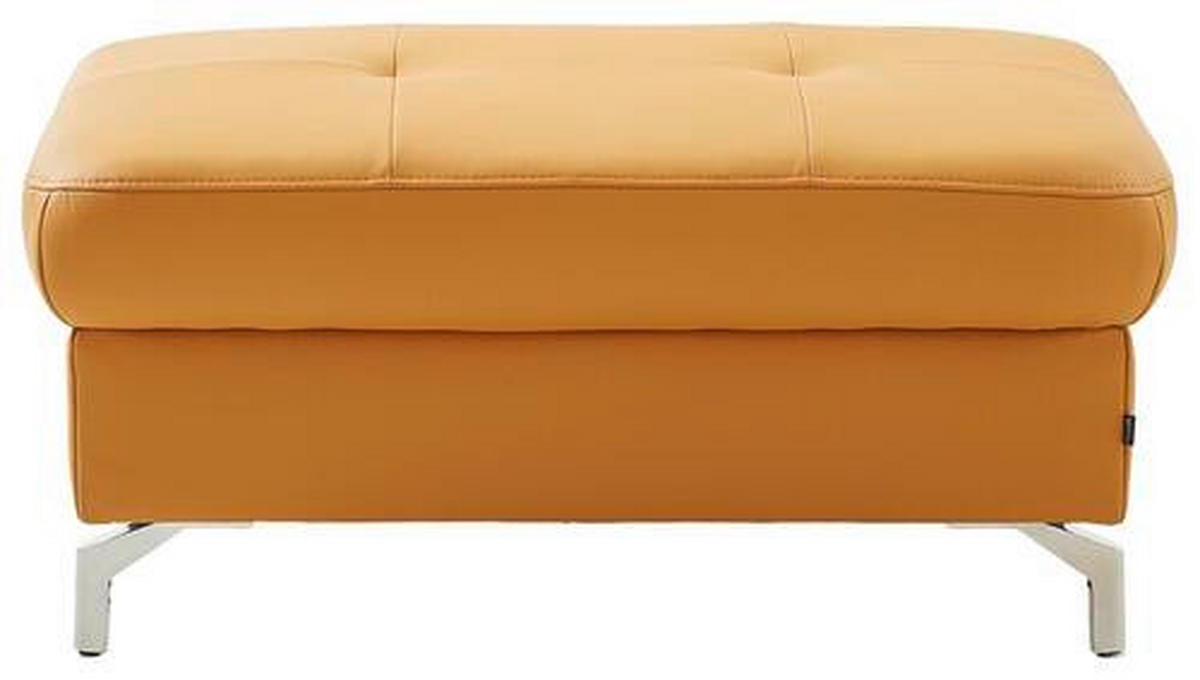 HOCKER in Leder Currygelb  - Currygelb/Silberfarben, Design, Leder/Metall (95/48/74cm) - Novel