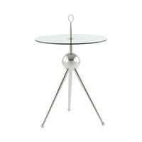 POMOĆNI STOLIĆ srebrne boje  metal, staklo   - srebrne boje, Moderno, staklo/metal (46/46/52cm) - Kayoom