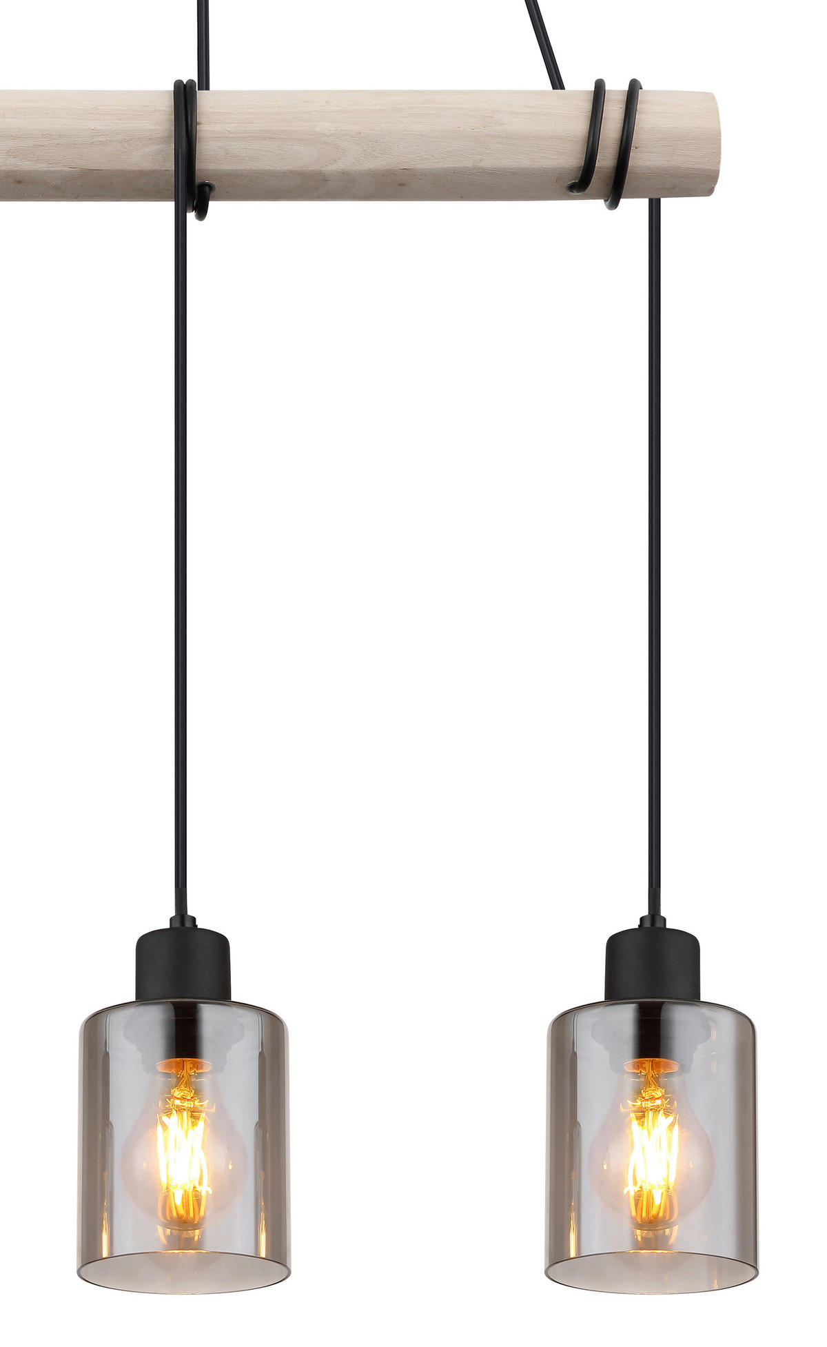 HÄNGELEUCHTE 50/10/140 cm    - Schwarz/Naturfarben, Natur, Glas/Holz (50/10/140cm) - Globo