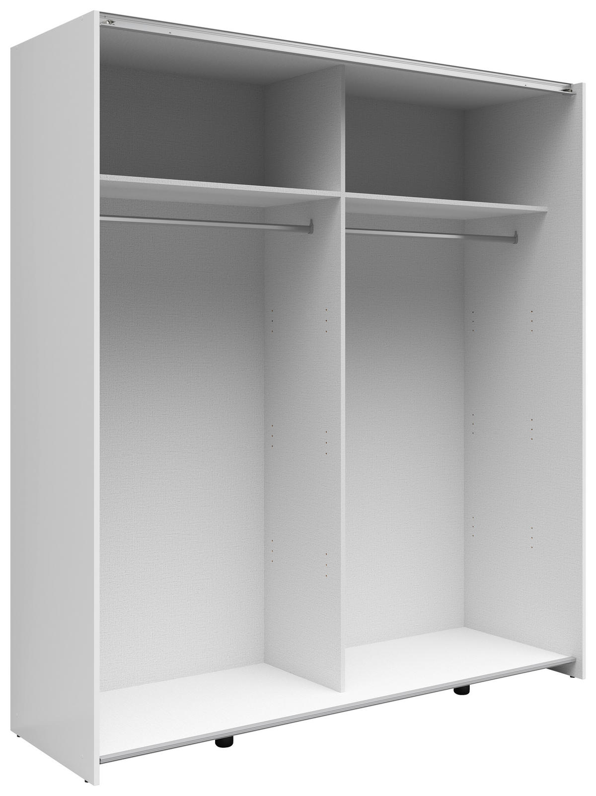 SCHWEBETÜRENSCHRANK 170/191/59 cm 2-türig Weiß  - Silberfarben/Weiß, Basics, Holzwerkstoff/Kunststoff (170/191/59cm) - Boxxx