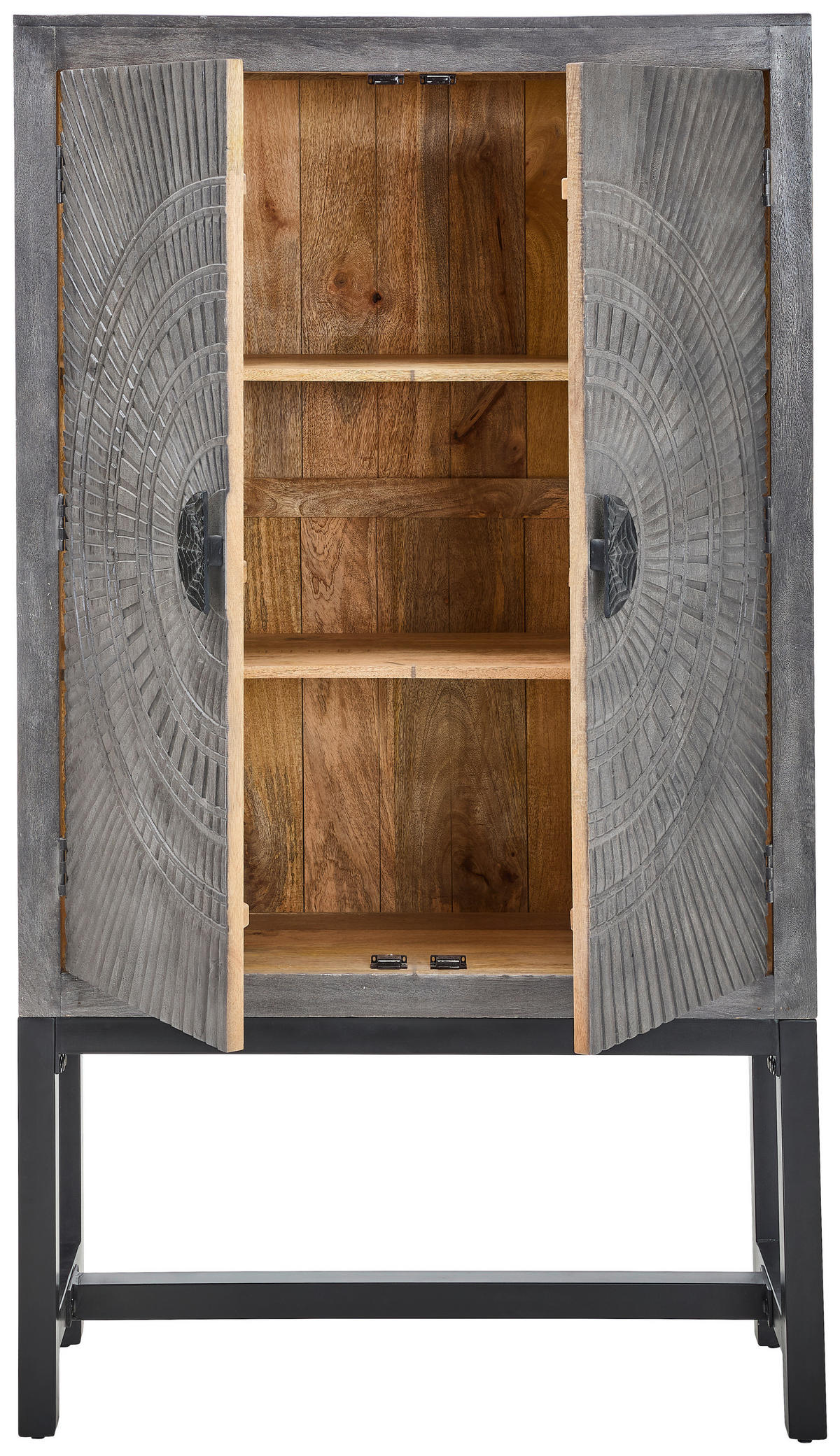 MEHRZWECKSCHRANK 107/189/40 cm  in Grau, Schwarz  - Schwarz/Grau, LIFESTYLE, Holz/Metall (107/189/40cm) - Landscape