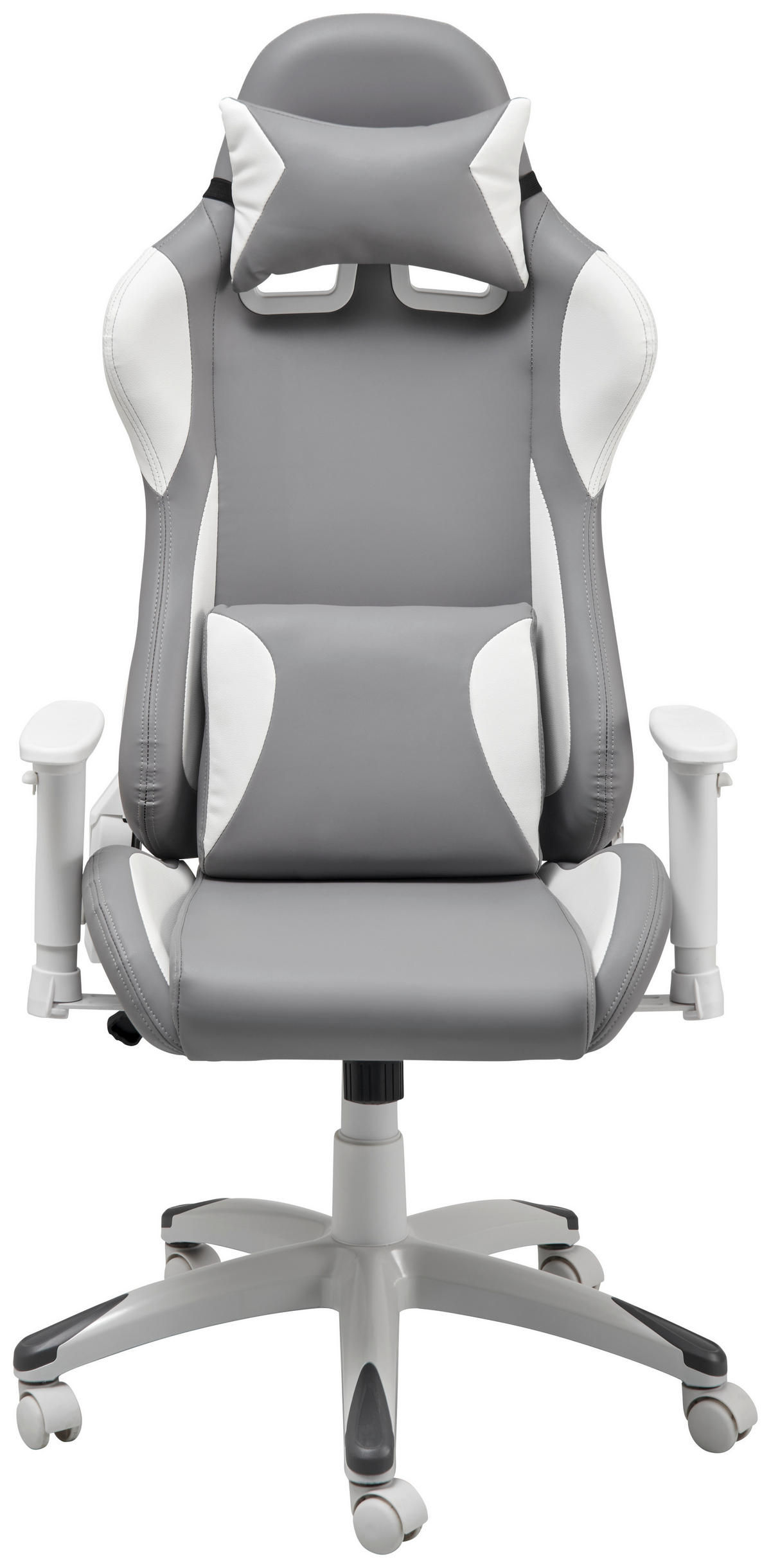 GAMINGSTUHL  in Lederlook Grau, Weiss  - Weiss/Grau, Modern, Kunststoff/Textil (66/126-134/59cm) - Livetastic