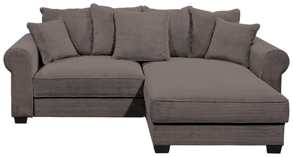 ECKSOFA in Cord Braun  - Schwarz/Braun, Konventionell, Kunststoff/Textil (255/185cm) - MID.YOU