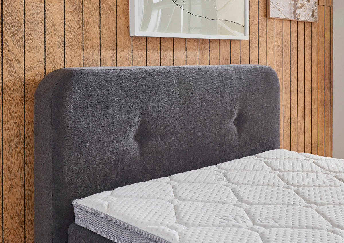 BOXSPRINGOVÁ POSTEĽ, 120/200 cm, sivá - čierna/sivá, Konventionell, textil/plast (120/200cm) - Livetastic